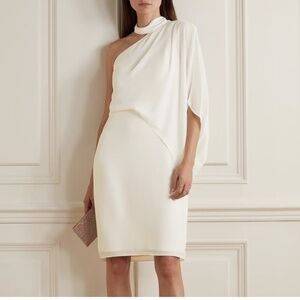 NWT Halston One Shoulder Wrap Neck Midi Dress Sz. 0